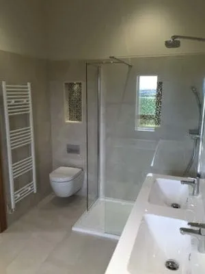 New bathroom with large glass shower enclosure 3